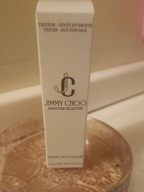 Jimmy Choo Satin Lip Colour Box - White and Gold Logo